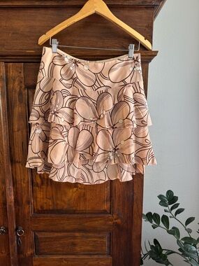 Trina Turk Silk Floral Tiered Skirt